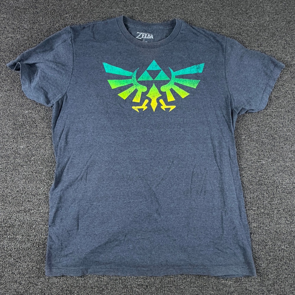 Nintendo T-Shirt Mens L The Legend of Zelda Wingcrest Triforce Charcoal EUC